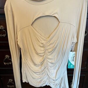 Guess Beige Cutout Long Sleeve Top